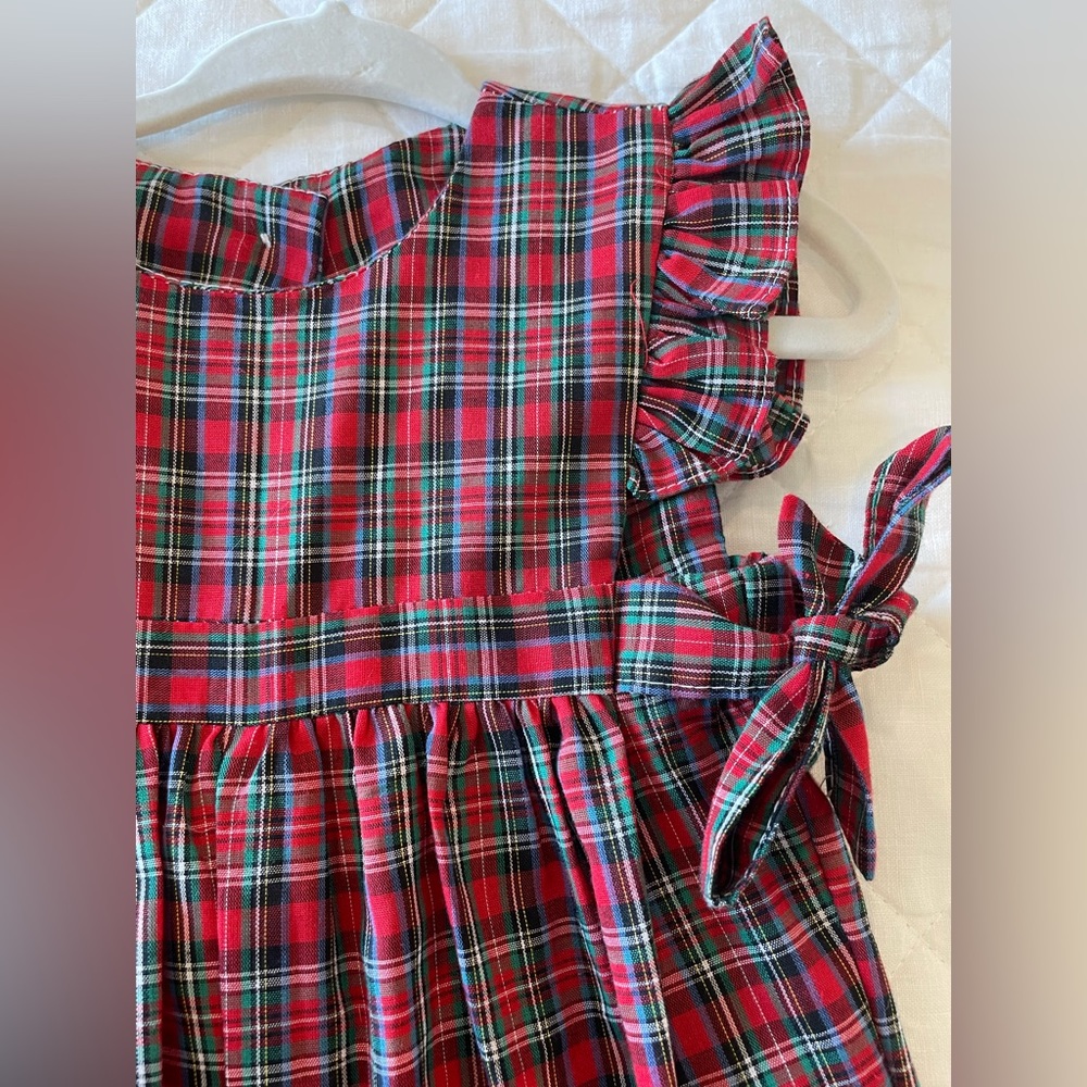 Like new! Southern Sunshine red/green plaid romper. Size 3 months.